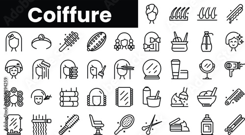 Set of outline coiffure  icons