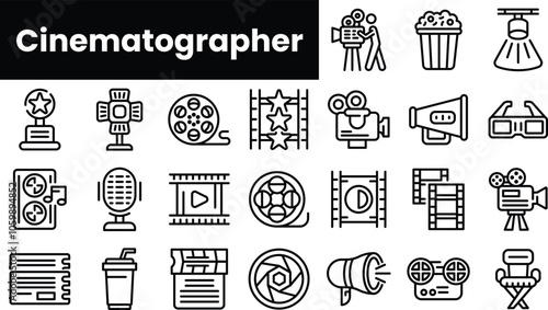 Set of outline cinematographer icons
