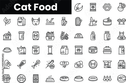 Set of outline cat food icons