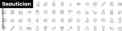 Set of outline beautician icons