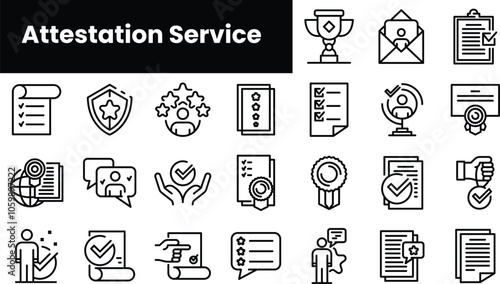 Set of outline attestation service icons