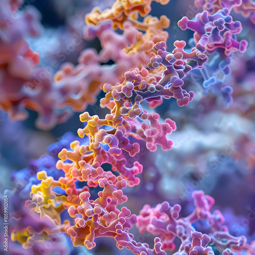 Colorful Microscopic Visualization of the Intricately Complex Klotho Protein photo