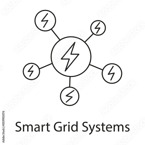 Smart Grid Systems Icon – Grid Network with Lightning Bolt for Efficient Power Distribution.