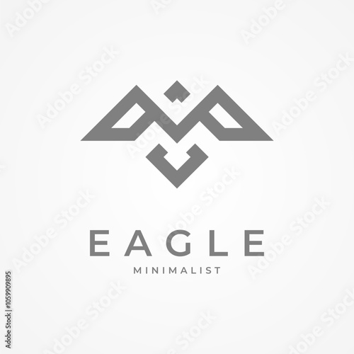 Minimal Eagle Logo Design. minimalist bird line style forming letter MV logo design. flat design logo template element. vector illustration