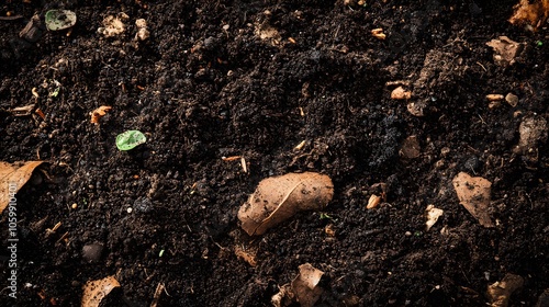 Wallpaper Mural Composting soil with visible decomposing organic matter, nutrients being released, rich textures, highlighting sustainable soil enrichment. Torontodigital.ca