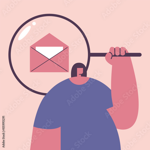 AI Mailbox message management automation and antispam filter with AI service. Cute Girl holding envelope with email letter to receive and send digital correspondence. Flat vector illustration.