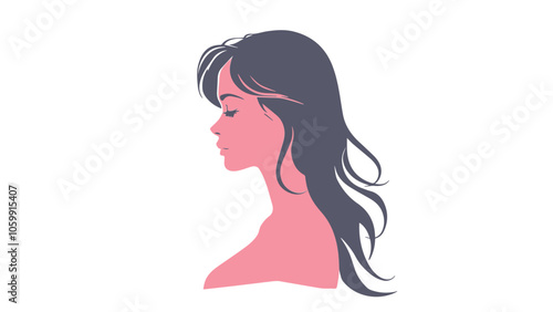 Beautiful woman with long flowing hair in a stylish vector illustration emphasizing beauty and elegance photo