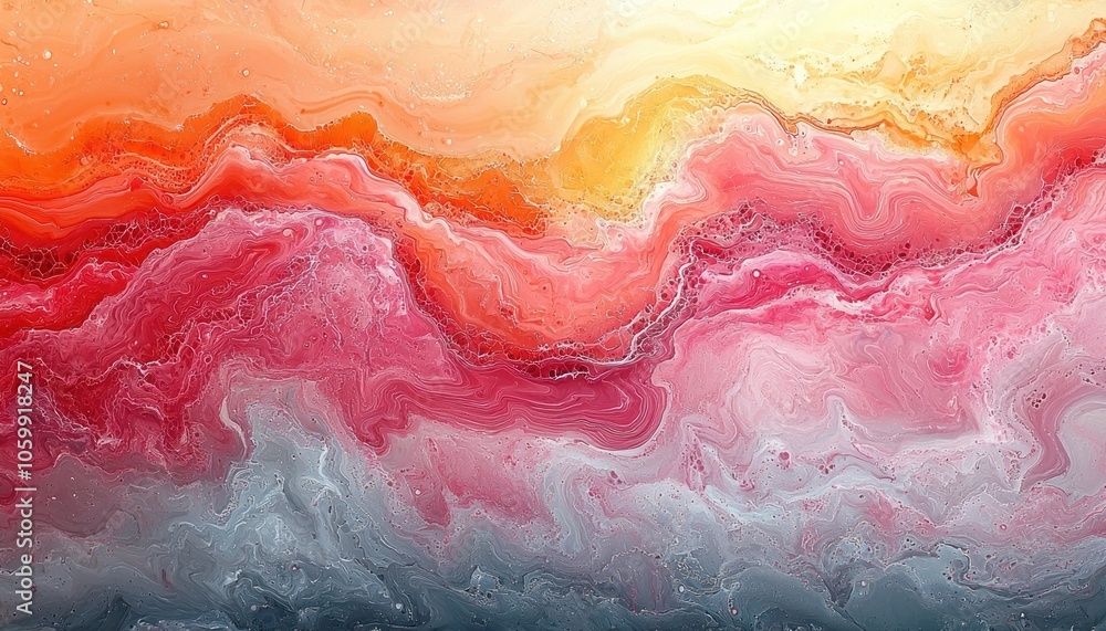 Fototapeta premium Abstract Swirling Liquid Painting in Warm Colors