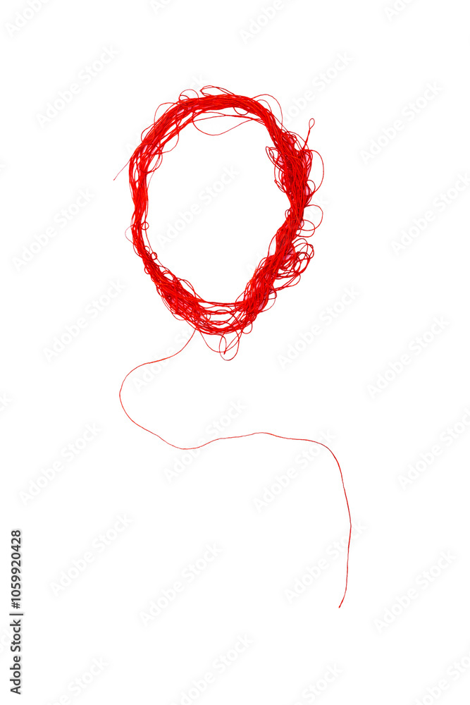 Fototapeta premium Red thread circle on white background
