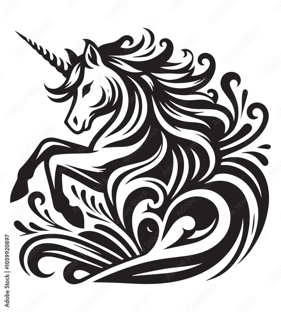 Fototapeta premium Unicorn silhouette vector illustrations