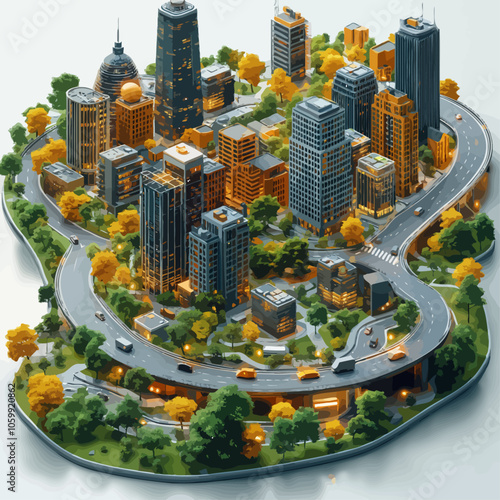 Isometric Smart City Technology Vector Illustration