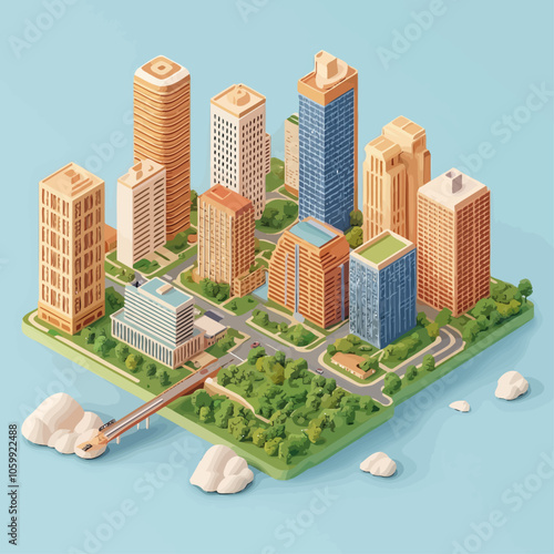 Isometric City Planning Office Urban Modern Design