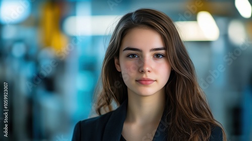 Wallpaper Mural Confident Young Woman in Professional Attire with Soft Focus Background Torontodigital.ca