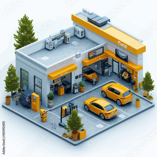 Isometric Car Dealership Customers and Salespeople