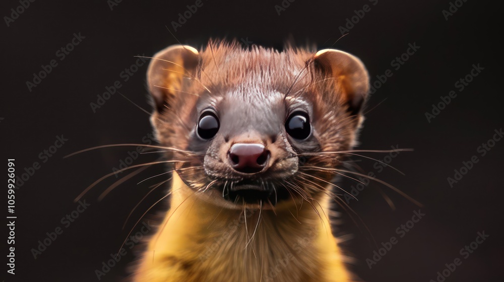 A weasel with a surprised look on its face. A weasel with a surprised look on its face.