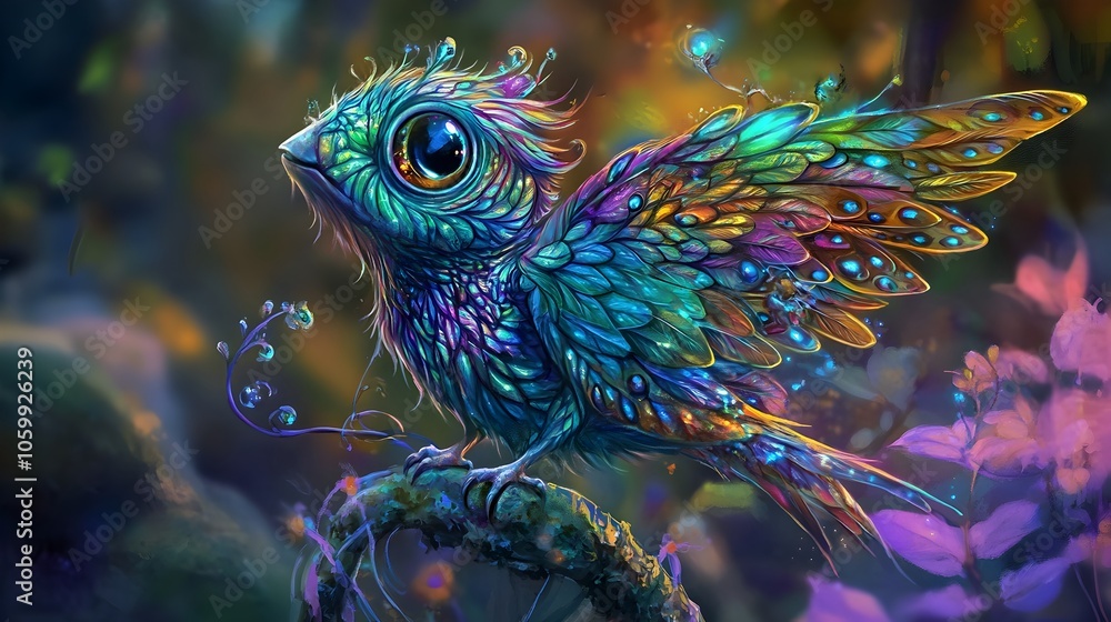 Obraz premium Whimsical Virtual Pet Show Featuring Fantastical Creatures with Iridescent Scales Gossamer Wings and Luminescent Eyes