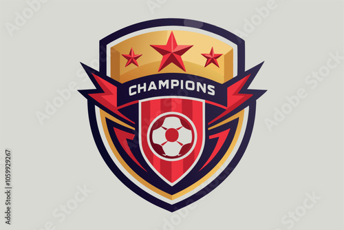 Champions Sports League Emblem Badge Logo Design Vector Template.
