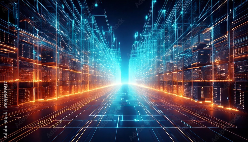 Fototapeta premium Futuristic Technology Retail Warehouse network