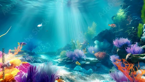 A beautiful underwater scene with coral reefs and fish