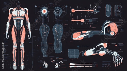 Modular Cybernetic Body Parts and Futuristic Exoskeleton Components photo