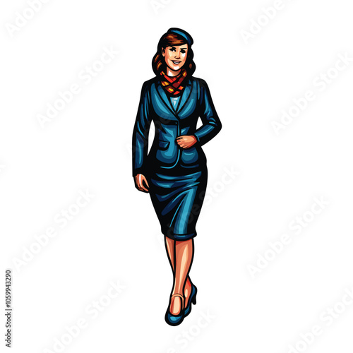 -realistic-vector-of-an-airline-stewardess-in-a-na.eps