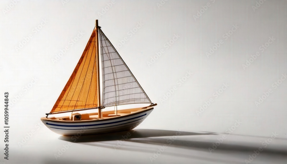 Obraz premium Model sailboat on white background 