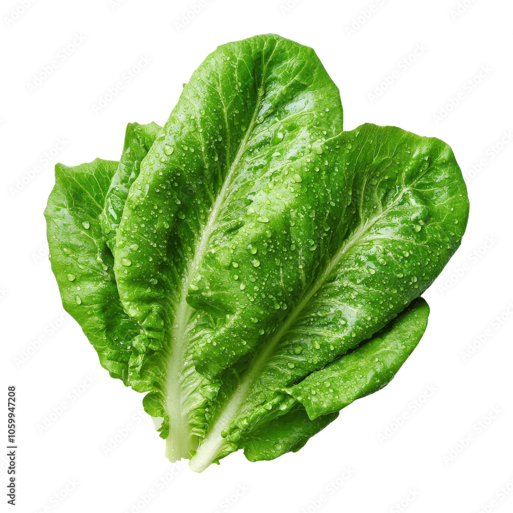 Fototapeta premium Fresh romaine lettuce, isolated on white background.