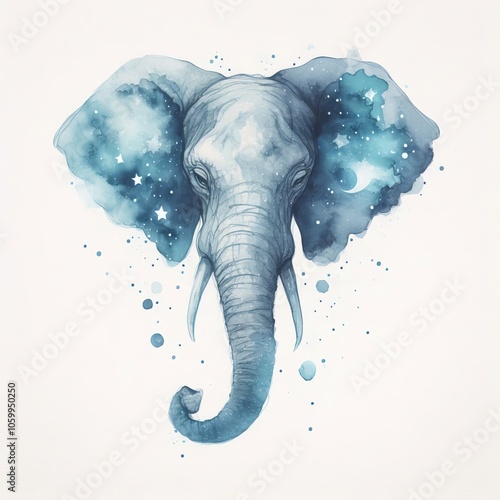 Elephant Memories A watercolor inspired illustration of an eleph photo