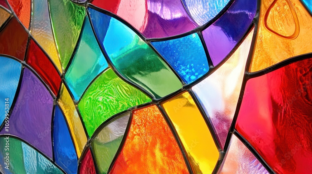 Fototapeta premium Abstract colorful glass with stained patterns and bold shapes, forming a vibrant design
