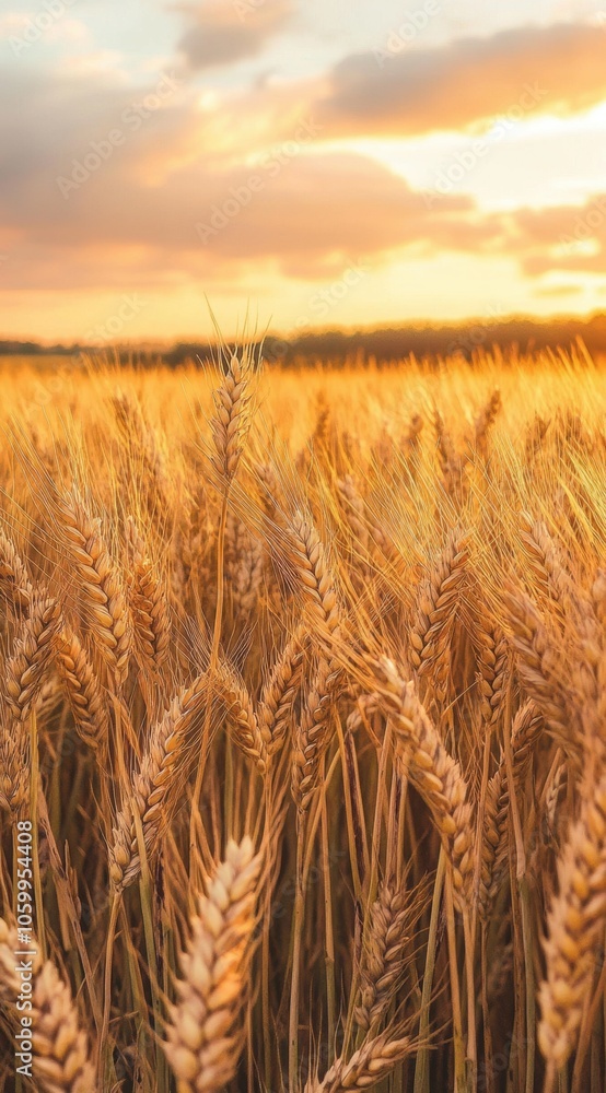 Naklejka premium Wheat Field Sunset.