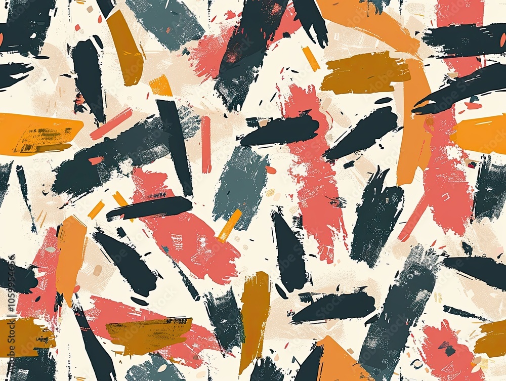 Naklejka premium Colorful Dry Brushstroke Pattern