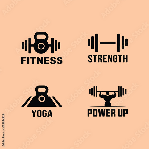 fitness body builder logo vector illustration