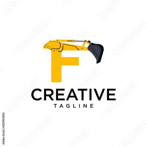 F excavator logo precision excavation for infrastructure and development