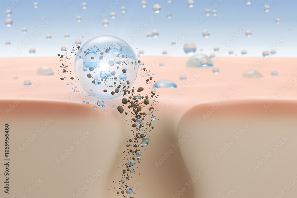 © Anusorn - 3d illustration of cosmetics solution blackhead removal, Cleansing foam absorb dirty skin Water deep skin cleaning, © Anusorn - 3d illustration of cosmetics solution blackhead removal, Cleansing foam absorb dirty skin Water deep skin cleaning,