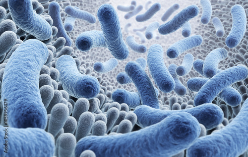 Konstfotografi Microscopic of Probiotics Bacteria, lactobacillus bacteria 3d illustration