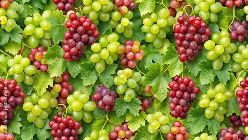 Wallpaper Mural Fresh green and red grapevine texture seamless pattern with mixed green and red grape close-up Torontodigital.ca