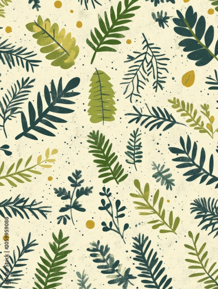 Fototapeta premium Green Leaves Seamless Pattern.