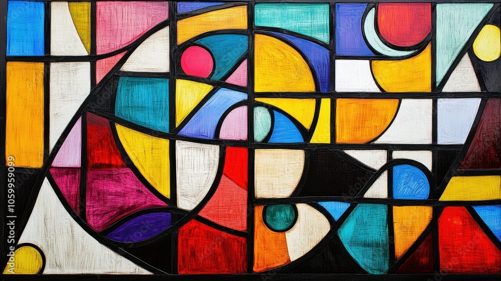 Fototapeta premium Abstract stained glass with colorful geometric patterns, perfect for a vibrant look