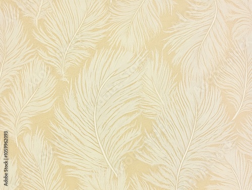 Beige Feather Pattern Wallpaper.