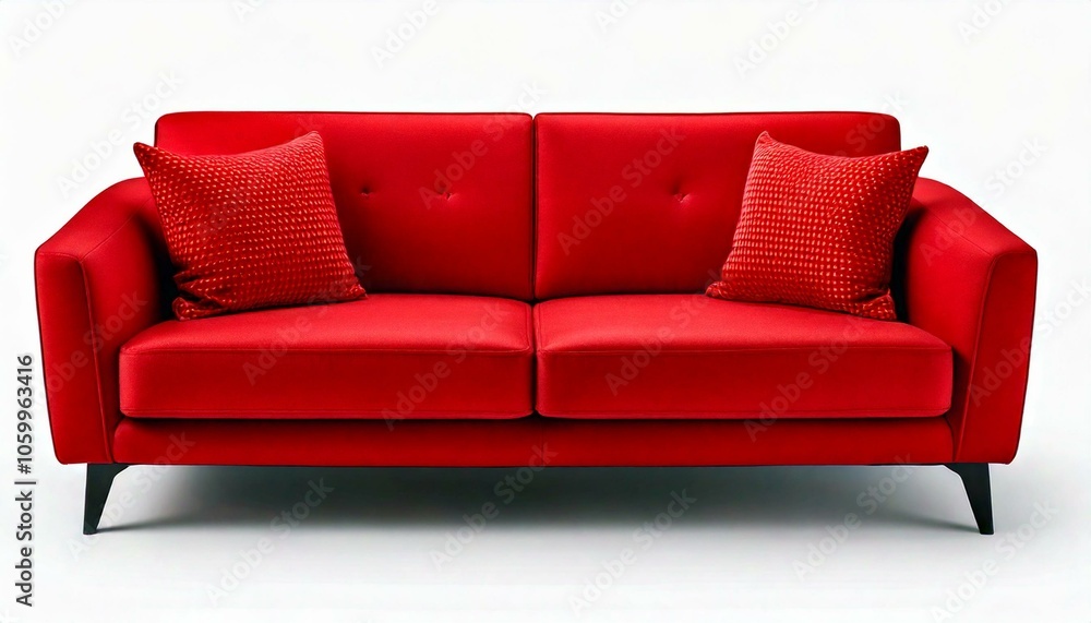 Fototapeta premium Red sofa white background