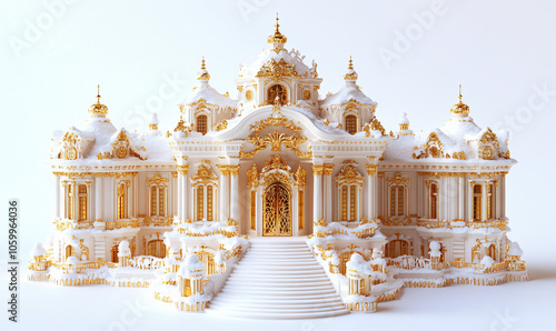 Luxury Gold Christmas Gingerbread House Music Box on White Background