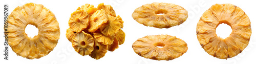 Piece of dried pineapple chip isolated on transparent background PNG file