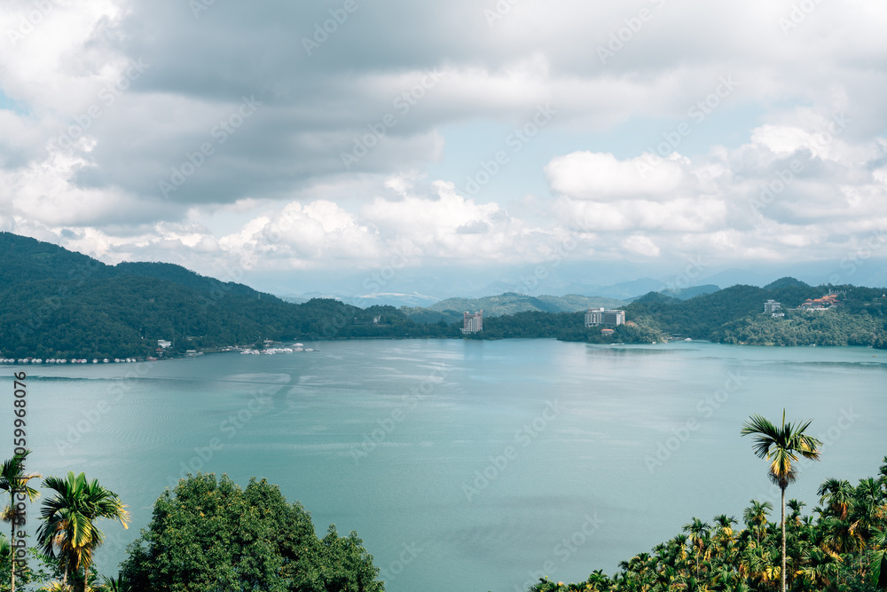 Panoramic view of Sun Moon Lake in Nantou County, Taiwan