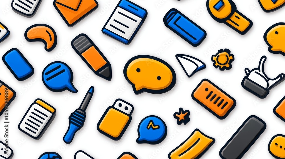 Colorful Chat App Icons Seamless Pattern Design Colorful Chat App Icons Seamless Pattern Design