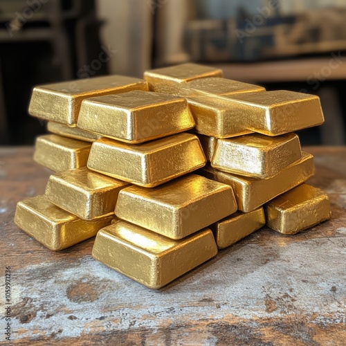 Stack of Gold Bars  Wealth  Financial Success  Precious Metal  Investment  Luxury  Abundan photo