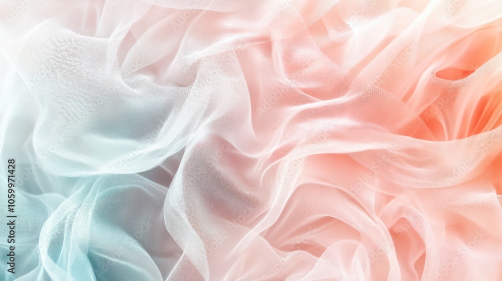 Obraz premium Delicate layers of pastel tulle, creating a soft, airy texture with subtle color, on transparent background