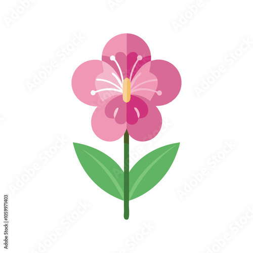 Himalayan balsam flower isolated flat vector illustration on white background