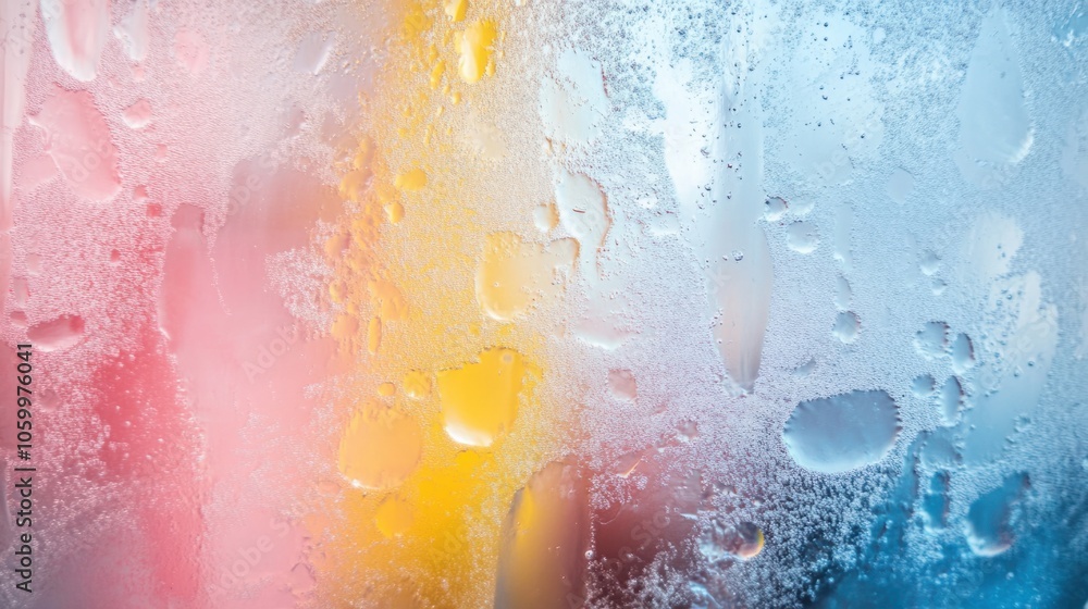 Fototapeta premium Frosted glass with soft pastel hues, creating a colorful, diffused light effect