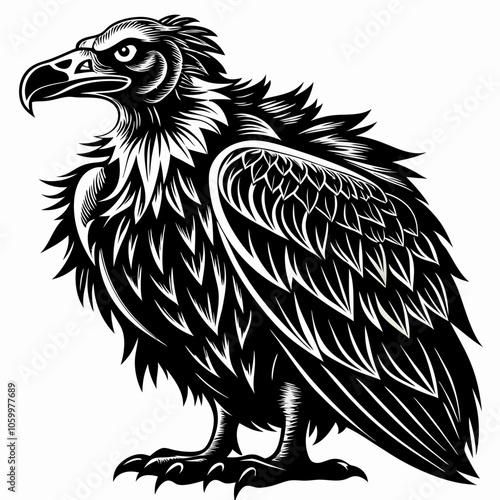 Vulture head logo vector black silhouette illustration on white background