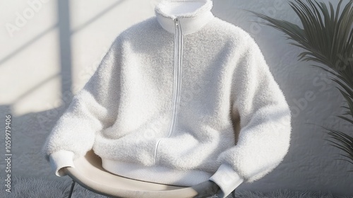 Cozy White Fleece Pullover on Chair photo